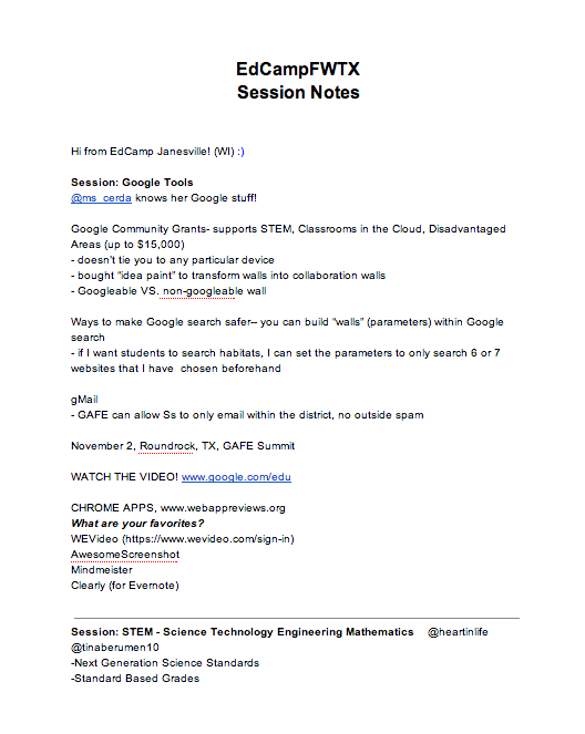 Click the image to access our #EdCampFWTX Session Notes